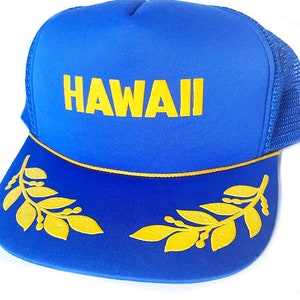 Vintage Royal Blue &quot;Hawaii&quot; Mesh Trucker Hat | Hawaiian Headwear