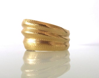 1980s Gold Tone Asymmetrical Cuff Bracelet