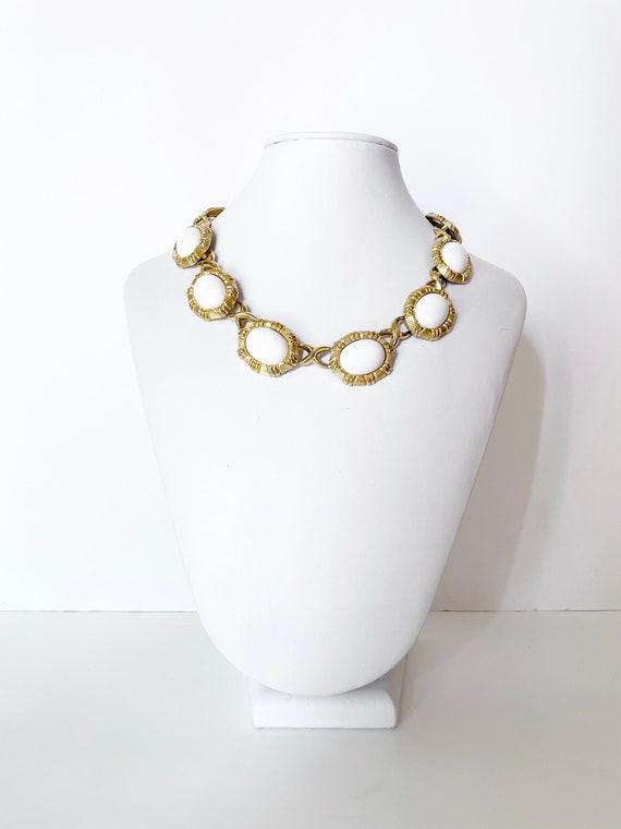 1960's Monet White Lucite and Gold Choker Necklace - image 2