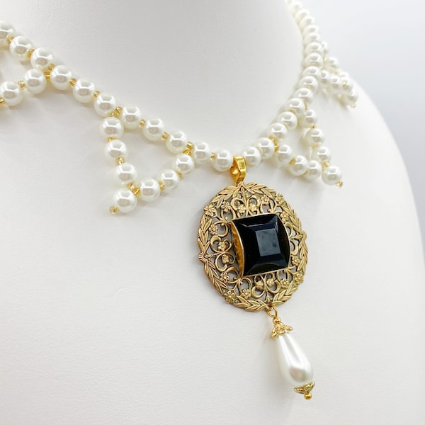 Jane Grey Tudor Necklace - Renaissance Medieval Historical Reproduction Jewelry