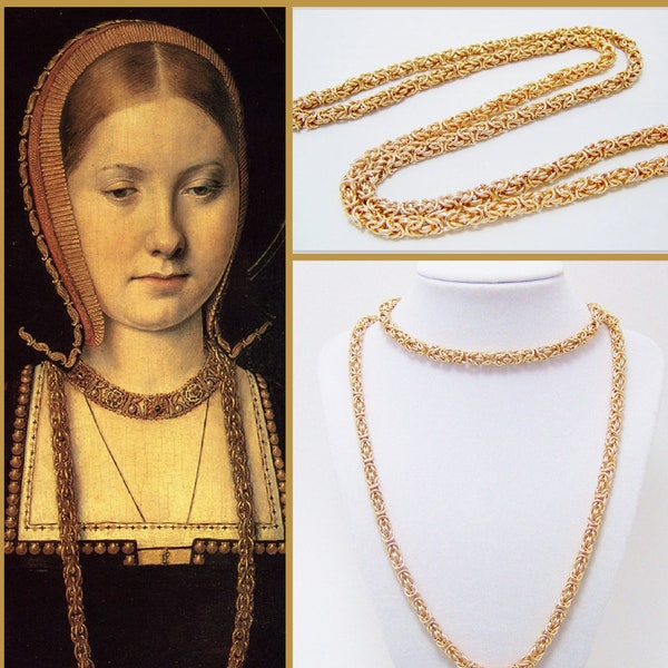 Historical Reproduction Chainmaille Necklace, Catherine of Aragon Byzantine Replica