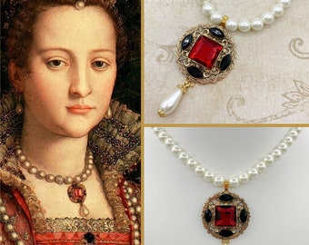 Joyería del Renacimiento italiano - Réplica histórica de Leonor de Toledo Collar de filigrana y perlas