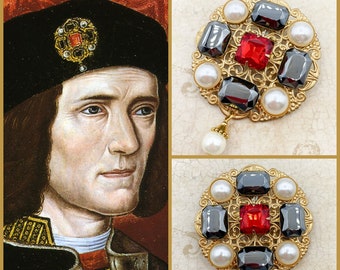 Broche de Ricardo III - Réplica histórica medieval del broche para sombrero Tudor