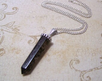 Smoky Quartz Necklace Natural Gemstone Pencil Layering Chakra Pendant