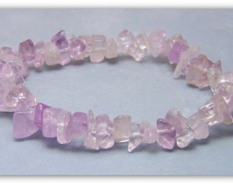 Amethyst Purple Lavender Pink Genuine Gemstone Stretch Bracelet Minimalist Boho Handmade Crystal Chip Jewelry February Birthstone