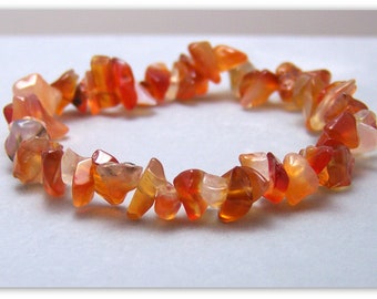 Stretch Bracelet - Gemstone Bracelet - Carnelian Bracelet, Carnelian Chips, Bead Bracelet, Gemstone Jewelry