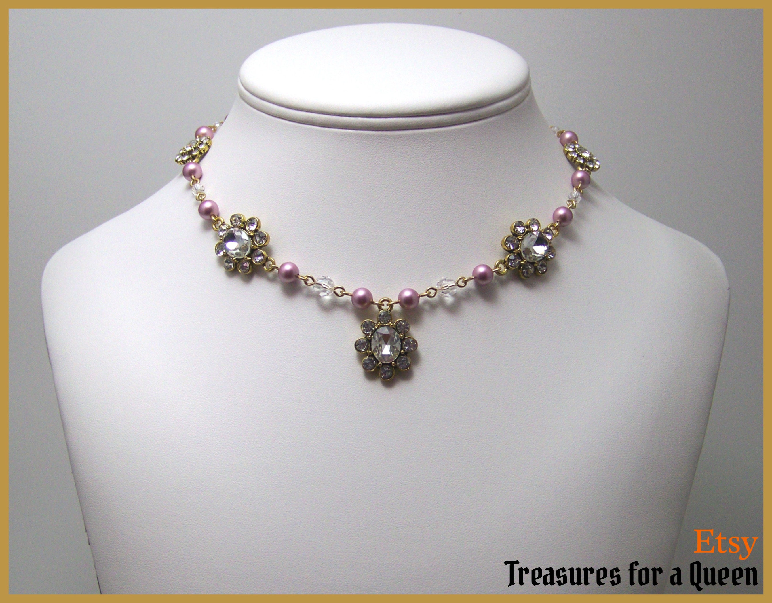 Victorian Necklace Swarovski Pearls Edwardian Jewelry | Etsy