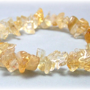 Citrine Quartz Crystal Genuine Gemstone Chip Stretch Bracelet Novemeber Birthstone Minimalist Boho Crystal Jewelry image 1