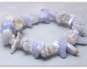 Stretch Bracelet - Gemstone Bracelet - Blue Lace Agate Bracelet, Blue Lace Agate Chips, Bead Bracelet, Gemstone Jewelry