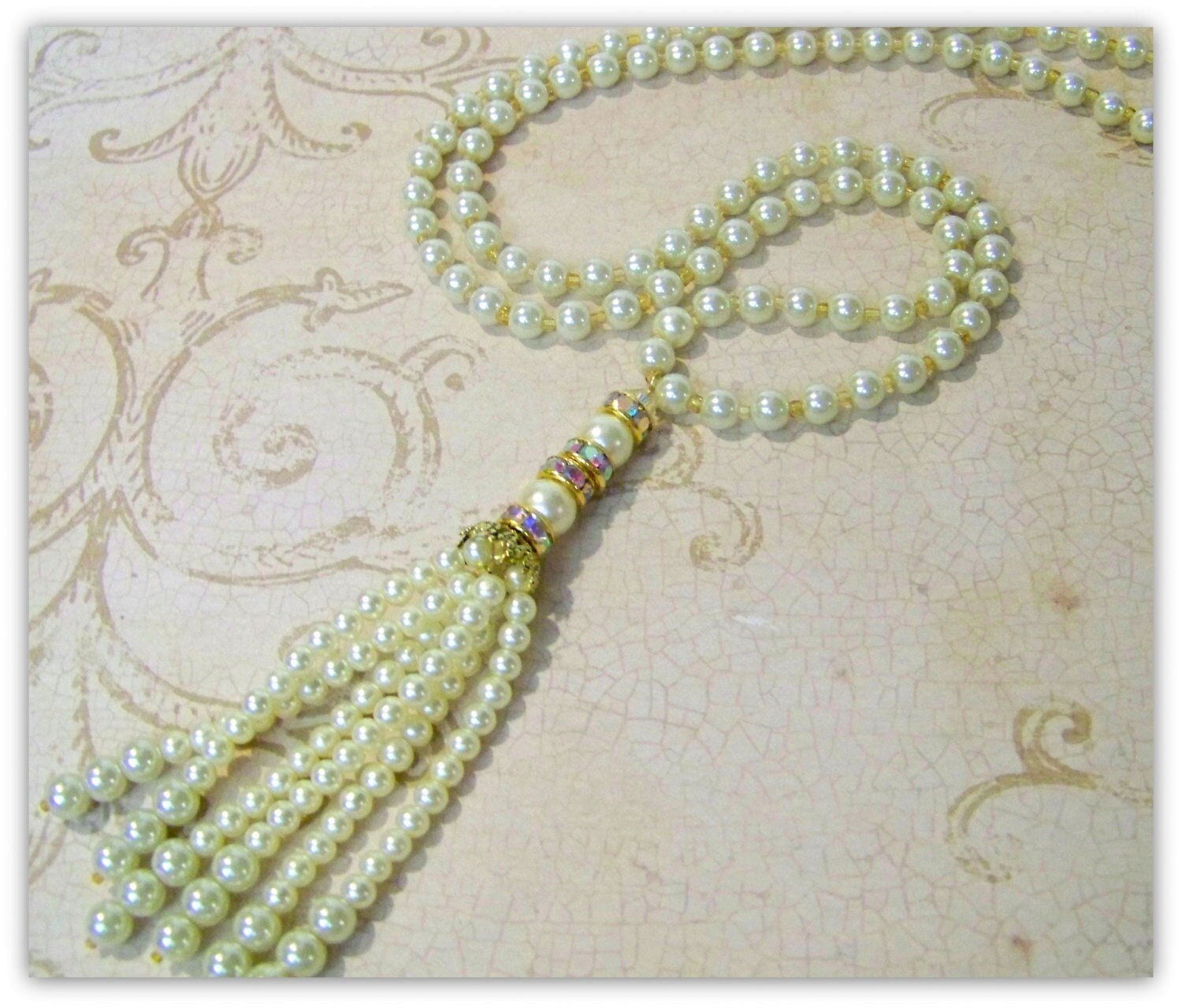 Collana Lunga Di Perle Finte 150 Cm - Girocollo Vintage Anni '20 Per Sposa E Feste A Tema - Accessorio Grande Gatsby - 5