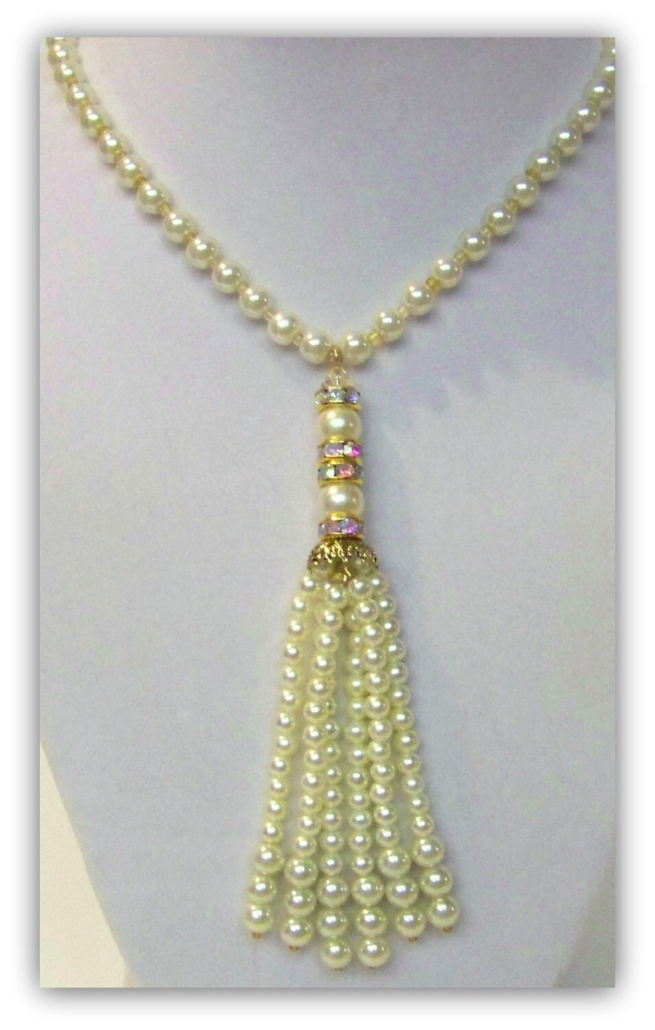 JKJF Collana Lunga Perle Finta Anni '20 – Stile Retrò, 152 Cm, Avorio, Senza Chiusura