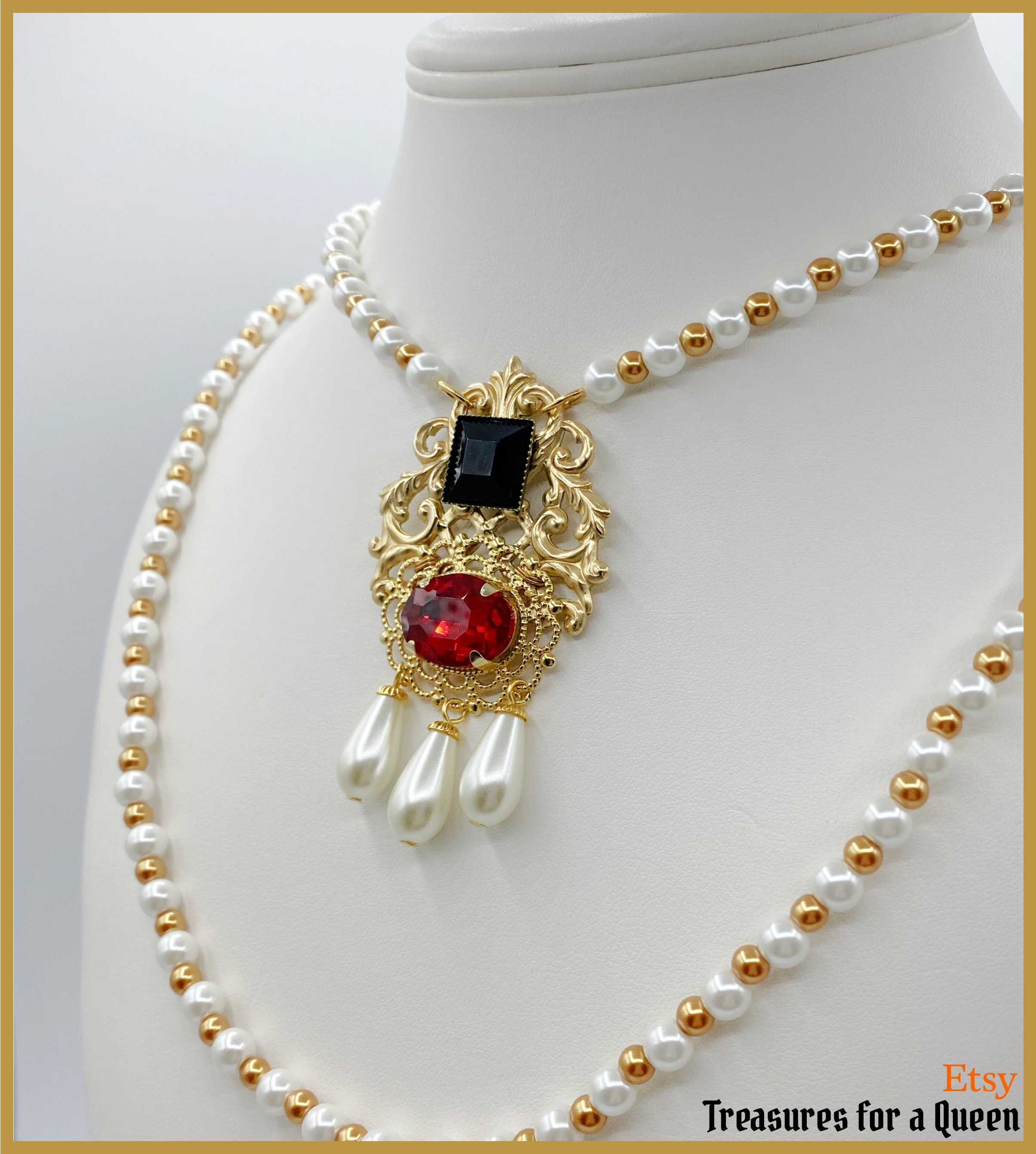 Queen Elizabeth I Historical Reproduction 2 Necklace Set Gold