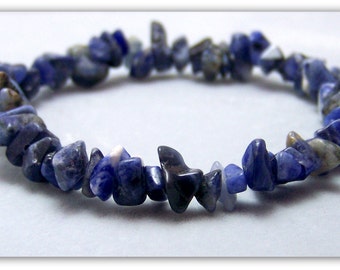 Stretch Bracelet - Gemstone Bracelet - Sodalite Bracelet, Sodalite Chips, Bead Bracelet, Gemstone Jewelry