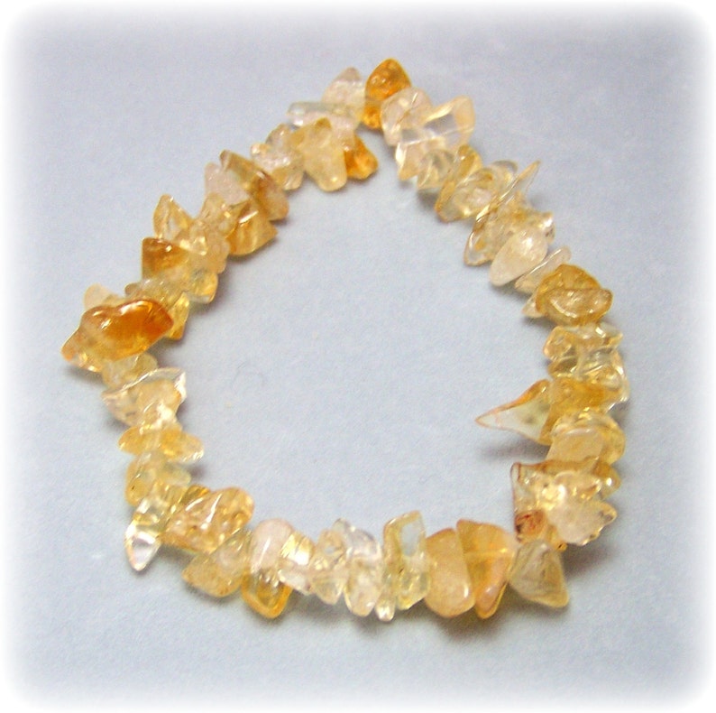 Citrine Quartz Crystal Genuine Gemstone Chip Stretch Bracelet Novemeber Birthstone Minimalist Boho Crystal Jewelry image 5