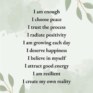 Minimalist Daily Affirmations Printable Wall art-Positive Quotes Poster for self-care, Mental health, Modern Home Decor, A4 Digital download