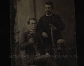 Original Antique 1880s Tintype Photo Men w SKULL & BONES ps. Yale Secret Society