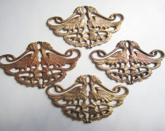 Vintage Brass Stampings Metal Birds Art Nouveau Jewelry Etsy