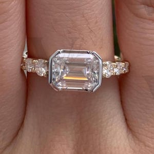 Emerald Moissanite Engagement Ring Emerald Cut Ring, Moissanite Engagement Ring, Solitaire Emerald Cut Ring, promise Ring, Gift For Her Wife