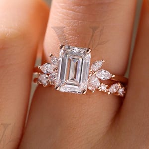 Emerald Cut Moissanite Engagement Ring Emerald Cut Ring Moissanite Engagement Ring, Solitaire Emerald Cut Ring promise Ring Gift For Her