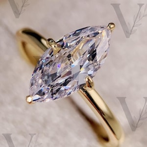 Marquise Anello di fidanzamento Anello da viaggio in oro Anello unico in argento Anello di promessa Anello di matrimonio Anello con diamante simulato Anello con diamante solitario Regalo per lei