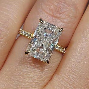 Radiant Cut Moissanite Engagement Ring, Radiant Cut Engagement Ring Radiant Cut Solitaire, 3 Ct Radiant Cut, Solitaire Promise Ring for Gift