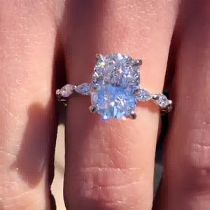 Cushion Cut Diamond Solitaire Ring,  2.5 CT Elongated Cushion moissnite Diamond Ring, Engagement Ring, Wedding Ring, Anniversary Gift for hr