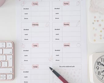 Weekly Meal Planner: Printable A4 Food Schedule (PDF Download)