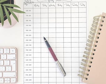 Minimalist Weekly Planner: Hourly Schedule, A4 Printable (PDF)