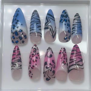 Y2K Animal Print Press On Nails | Reusable Colorful Press On Nails | Bold 2000’s Press on Nails