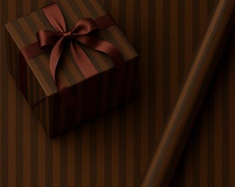 Elegant Brown Striped Gift Wrap Papers, Wrapping Paper, Holiday Wrap, Birthday Gift Wrap, Eco-Friendly Wrap, Gift Packaging