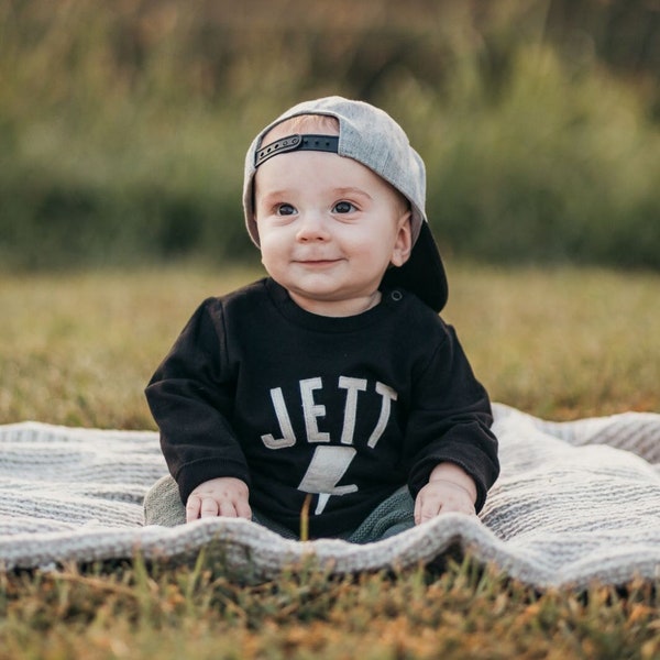 Baby Name Sweatshirt Toddler Lightning Sweatshirt Lightning Bolt Kid Name Sweatshirt Toddler Name Sweatshirt Gift Toddler Name Sweatshirt