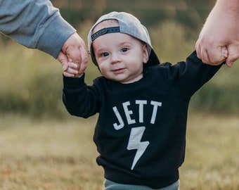 Toddler Lightning Sweatshirt Baby Name Sweatshirt Lightning Bolt Kid Name Sweatshirt Toddler Name Sweatshirt Gift Toddler Name Sweatshirt