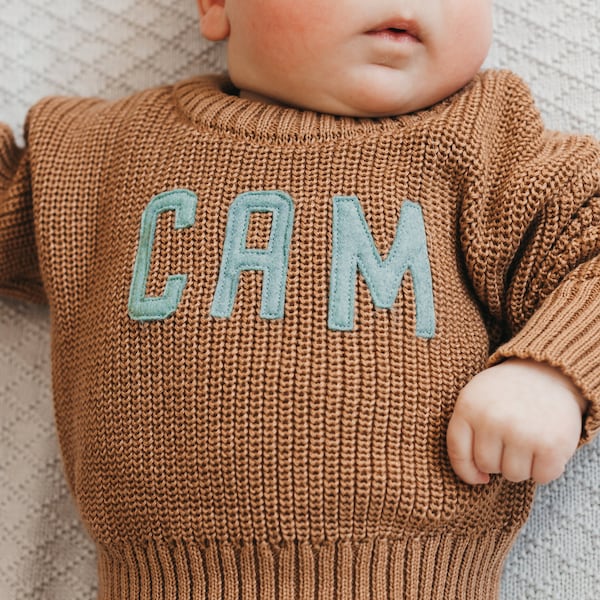 Baby Name Sweater Toddler Name Sweater Personalized Kids Clothing Sweater Embroidered Baby Sweater with Name Baby Knit Name Sweater