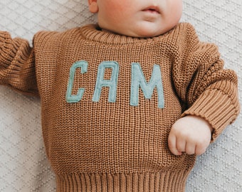 Baby Name Sweater Toddler Name Sweater Personalized Kids Clothing Sweater Embroidered Baby Sweater with Name Baby Knit Name Sweater