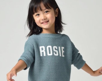 Custom Toddler Sweater with Name Gift for Toddler Girl Embroidered Crewneck Sweater Personalized Gift for Toddler Boy Name Sweater Stitched