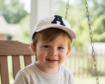 Baby Baseball Hat with Letter | Toddler Custom Baseball Cap | Kids Varsity Letter Hat | Personalized Baby Girl Boy Summer Hat