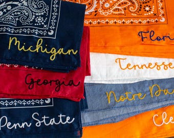 Custom Embroidered Bandana Personalized College Gameday Accessory Football Team Spirit Gear Tailgate Outfit Gift Football Tailgate Accessory