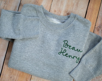 Toddler Embroidered Sweatshirt Kids Name Sweatshirt Baby Embroidered Sweatshirt Sibling Matching Sweatshirts Neckline Name Kids Personalized