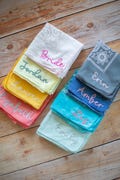 Embroidered Bandana Custom Pastel Colored Bandana Wedding Favor Embroidered Bridesmaid Gift Bandana Personalized Bachelorette Party Favor