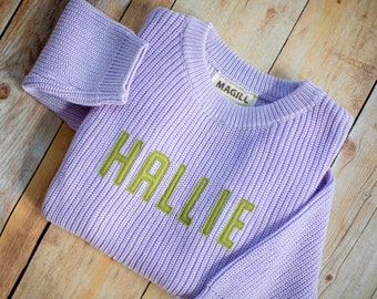 Toddler Girl Gift Personalized Unique Toddler Pullover Personalized Embroidery Custom Toddler Name Sweater Gift For Baby Girl Pink Sweater