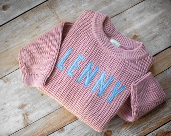 Pink Name Sweater for Girls Baby Name Sweater Custom Sweater Embroidered Toddler Name Sweater Baby Sweater Name Personalized Kid Clothing