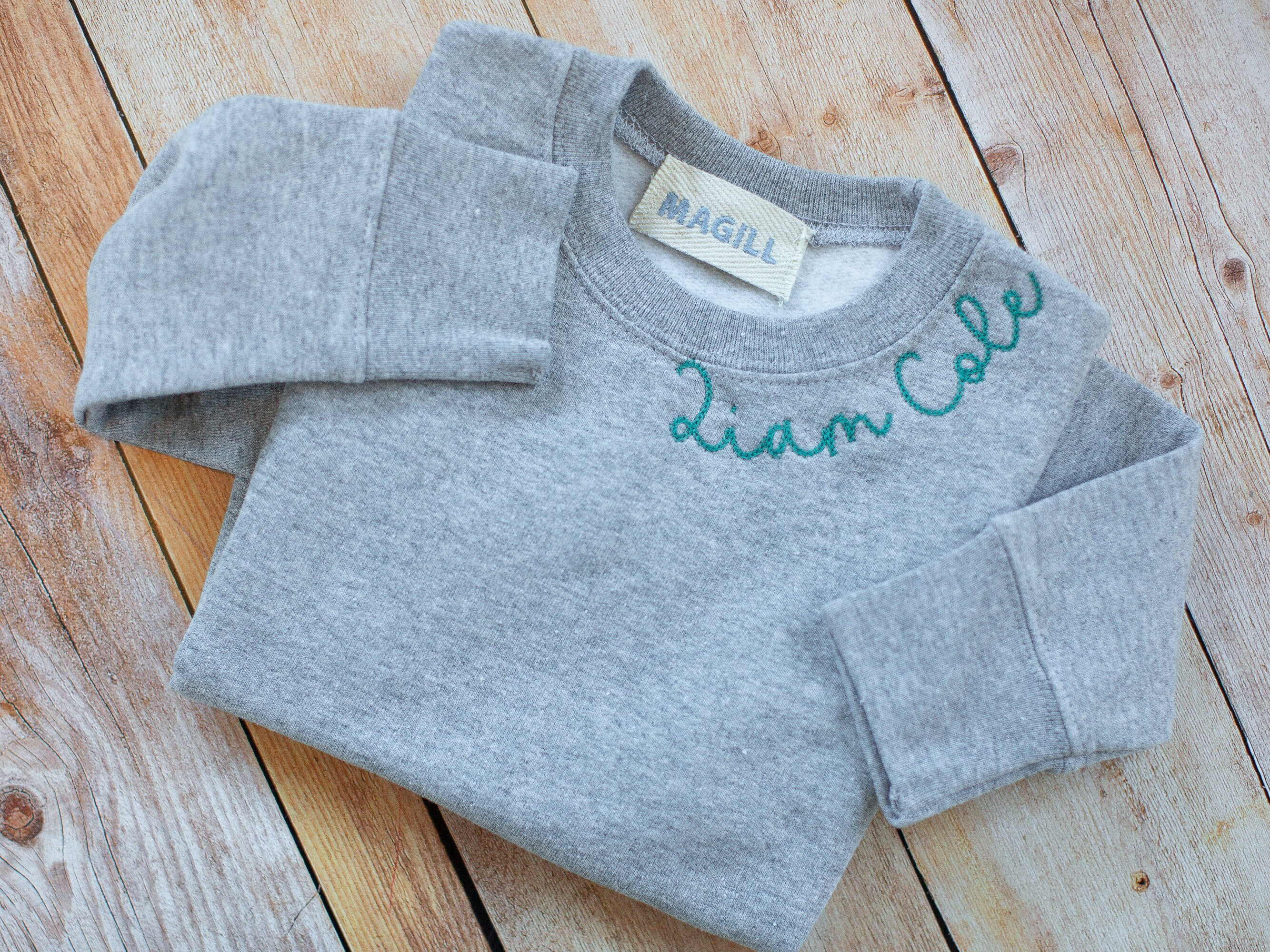 Monogram Neckline Embroidered Sweatshirt Gift Custom Initials Crewneck – 7  Threads Embroidery