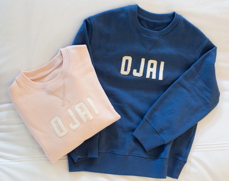 vintage sweatshirt kids toddler sweatshirt cool kids style Kids Ojai Sweatshirt; custom kids sweatshirt embroidered sweatshirt