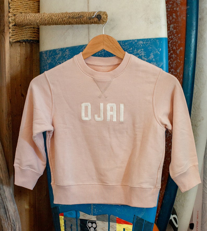 vintage sweatshirt kids toddler sweatshirt cool kids style Kids Ojai Sweatshirt; custom kids sweatshirt embroidered sweatshirt
