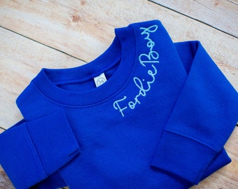 Embroidered Sweatshirt Youth Neckline Name Sweatshirt Kids Boy Sweatshirt Monogram Girl Personalized Sweatshirt Kids Embroidered Name Collar