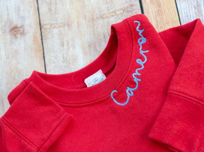 Big Brother Personalized Sweatshirt Big Sister Sweatshirt Embroidered Neckline New Sister Gift for New Brother Custom Sibling Sweatshirt Red
