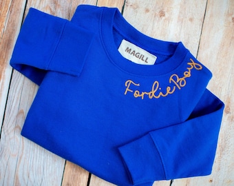 Neckline Embroidered Sweatshirt for Toddlers, Personalized Crewneck for School Uniform, Kids Name Sweatshirt for Back to School Outfit