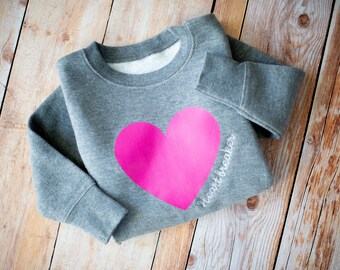 Custom Heart Sweatshirt Toddler Valentines Day Sweatshirt Toddler Embroidered Sweatshirt Heart Personalized Valetines Sweatshirt Kids