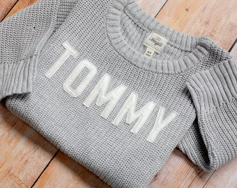 Toddler Name Sweater Stitched Name Baby Sweater Gift for New Baby Naming Gift Personalized Baby Sweater Gifted Custom Baby Name Gift