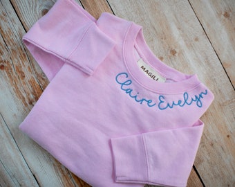 Neckline Name Sweatshirt Toddler Neckline Sweatshirt Embroidered Sweatshirt Kids Personalized Sweatshirt Toddler Initial Sweatshirt Monogram